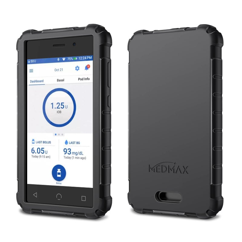 MEDMAX Silicone Case for Omnipod Dash PDM (Personal Diabetes Manager), Lightweight Shockproof Anti Slip Protective Cover Soft Gel Skin with Raised Bezel for Omnipod Dash Device, (Black)